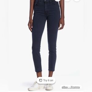MOTHER The Looker Ankle Fray High Rise Skinny Jeans in Midnight Blue Sz 28